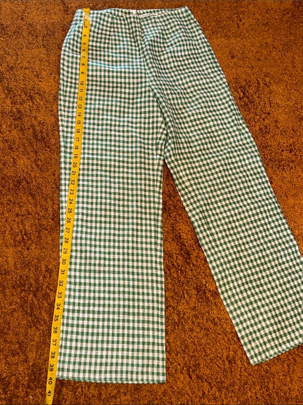 Reformation Green and White Gingham Straight-Leg Pants - Picture 3 of 9